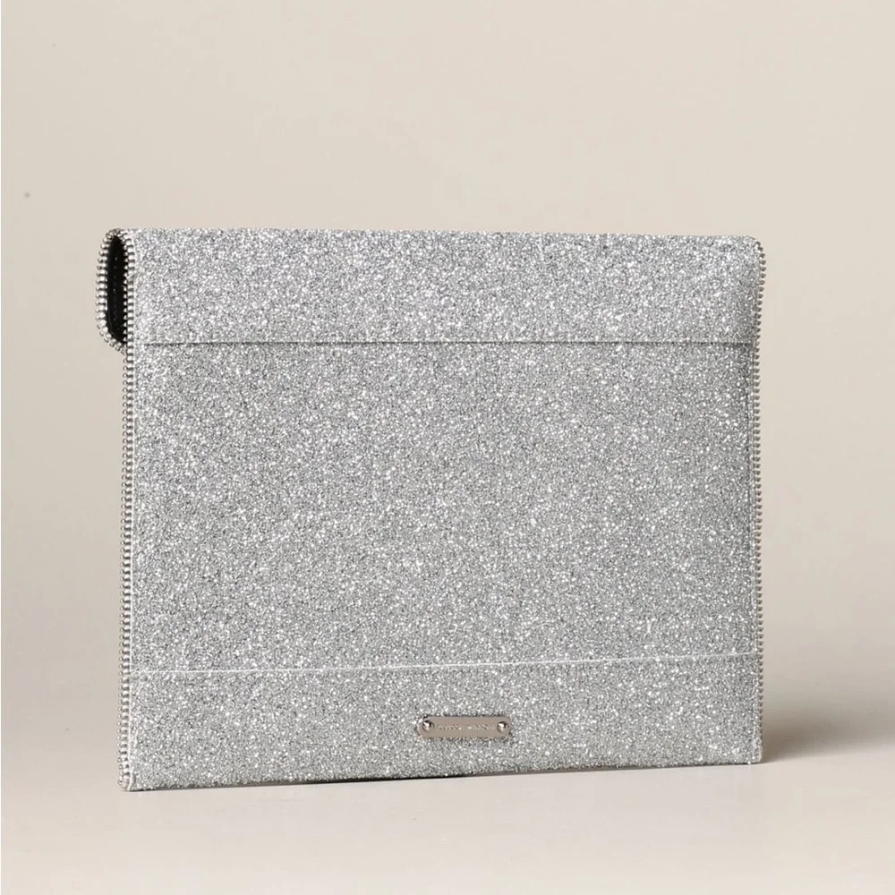 Rebecca Minkoff Silver Glitter Leo Clutch EUC - Picture 7 of 17